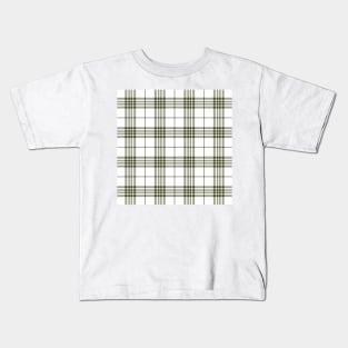 White and Green Tartan Plaid Pattern Kids T-Shirt